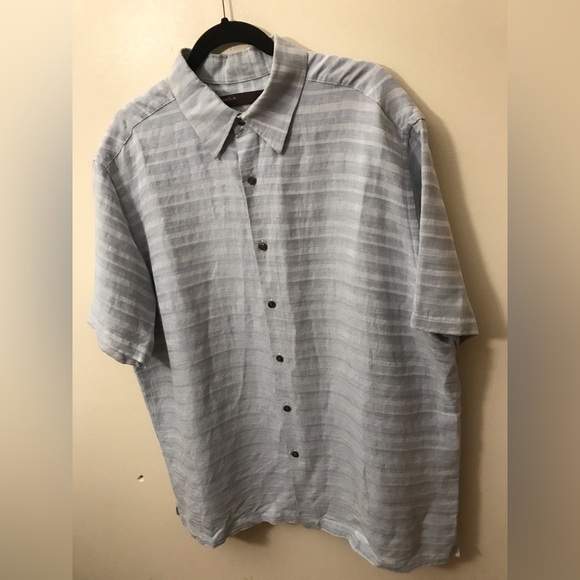 Perry Ellis Mens Linen Plaid Lightweight Short Sleeve Button Up Shirt Size XL - Picture 4 of 12